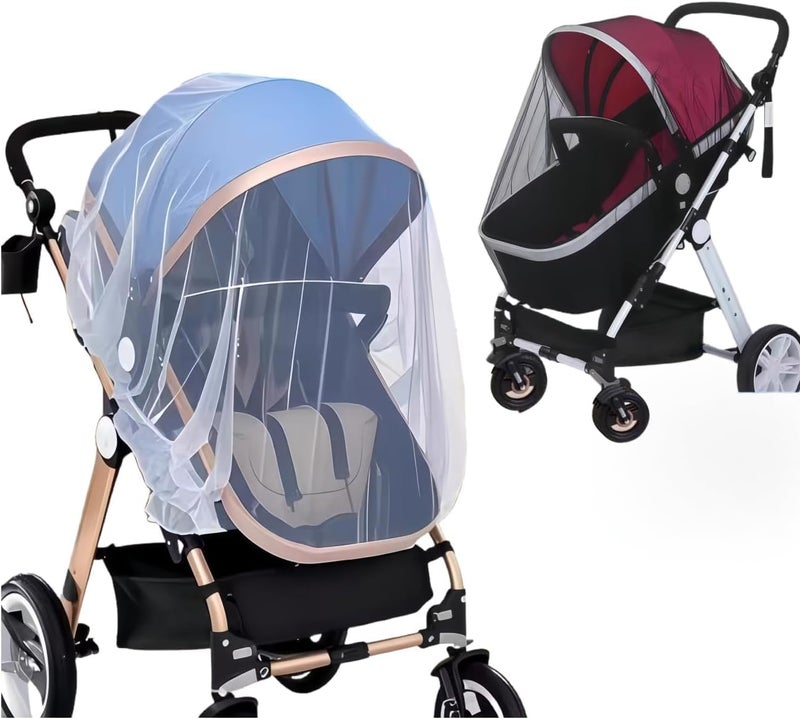 LABRUSID Universal Mosquito Net for Strollers - 2 Pack Breathable Insect Netting Protection for Babies, Fine Mesh Bug Screen Cover for Infant Car Seats, Cribs, and Playpens - Image 1